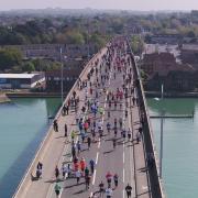 Southampton Marathon 2017  - Photos of runner on the Itchen Bridge (photo by Pete Rawlinson).
