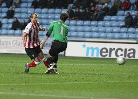 Pictures from Coventry v Saints. The unautorised download, editing or distribution of this image is strictly prohibited.