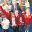Head teacher Stephen Shepherd celebrates an outstanding Ofsted report with pupils at St Francis Church of England School, Valley Park, Chandler’s Ford