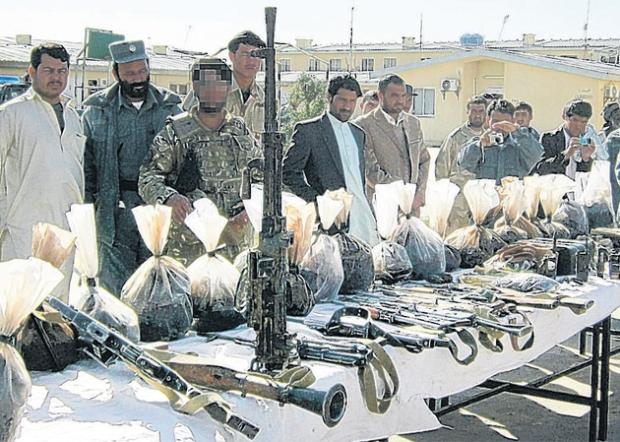 The drugs and arms seized by the Hampshire Tigers in Helmand Province