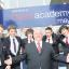 Oasis Academy Mayfield pupils celebrate their results with principal John Toland.