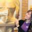 Rebecca Elkin, from The Quays, with the statue.
