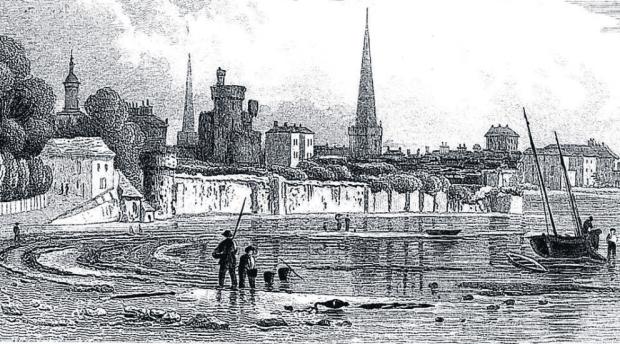 A sketch of what is now the town walls at Western Esplanade in Southampton