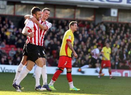Images from the npower Championship match between Watford and Saints at Vicarage Road. The unauthorised downloading, editing, sale or distribution of this image is strictly prohibited. 