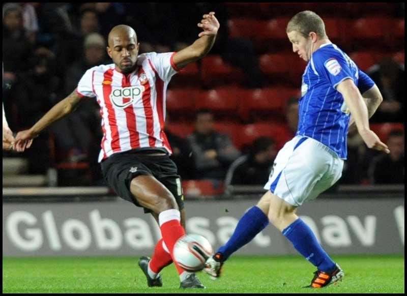 Images from the npower Championship match between Saints and Ipswich Town at St Mary's Stadium. The unauthorised downloading, editing, sale or distribution of this image is strictly prohibited. 