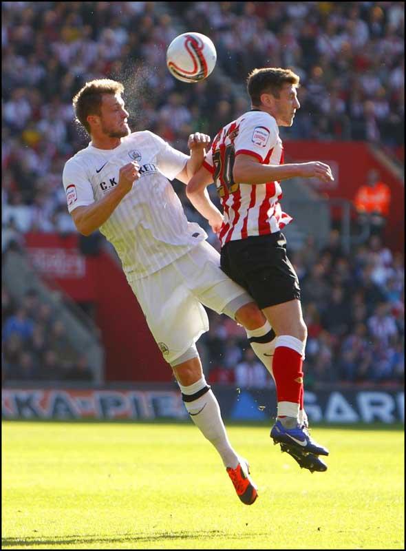 Images from the npower Championship match between Saints and Barnsley at St Mary's Stadium. The unauthorised downloading, editing, sale or distribution of this image is strictly prohibited. 