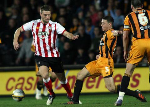 Pictures from the npower Championship match between Hull City and Saints. The unauthorised downloading, copying, editing or distribution of this picture is strictly prohibited.