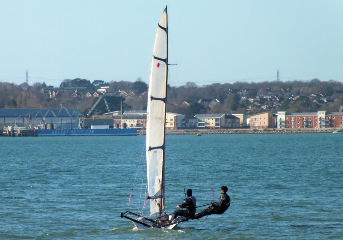 Caught on Camera - June 19, 2012 - Two men in a boat sail from Netley heading towards the Hythe shoreline across The Solent, photographed by Daily Echo reader Andrew Paine.