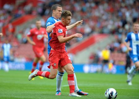 Picture from the Barclay's Premier League clash between Saints and Wigan at St Mary's Stadium. The unauthorised downloading, editing, copying, or distribution of this image is strictly prohibited.
