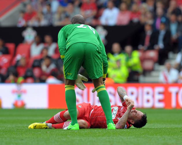 Picture from the Barclay's Premier League clash between Saints and Wigan at St Mary's Stadium. The unauthorised downloading, editing, copying, or distribution of this image is strictly prohibited.