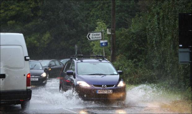 Roads flooding in Lordshill this morning.