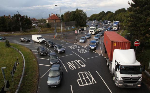Traffic on the Redbridge Roundabout in Southampton