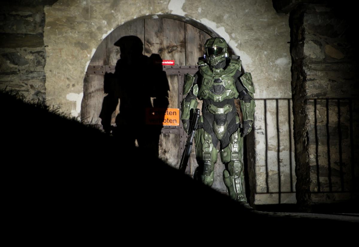 Master Chief stands guard outside Liechtenstein’s iconic Balzers Castle as part of Microsoft’s Halo 4 launch experience, Tuesday 30th October.