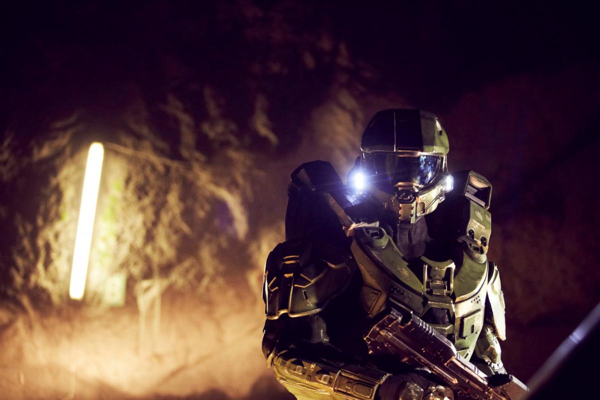 Master Chief emerges from the mineshaft of Balzers Quarry in Liechtenstein as part as part of Xbox 360’s Halo 4 launch experience, Tuesday 30th October.