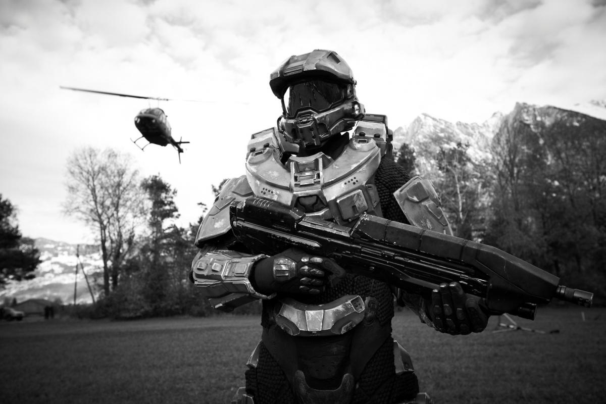 Master Chief awaits air support at Echo Sword Base Camp in Liechtenstein as part of Xbox 360’s Halo 4 launch experience, Tuesday 30th October.
