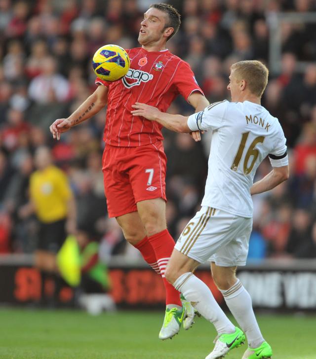 Pictures from the Barclay Premier League match between Saints and Swansea at St Mary's Stadium. The unauthorised downloading, editing, copying, or distribution of this image is strictly prohibited.