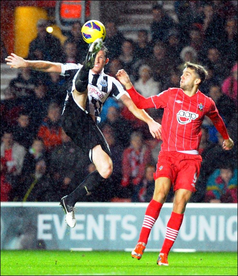 Pictures from the Barclay's Premier League clash between Saints and Newcastle United at St Mary's Stadium. The unauthorised downloading, editing, copying, or distribution of this image is strictly prohibited.