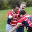 Saints' Mika Bunny, left, celebrates the first of his try hat-trick efforts.