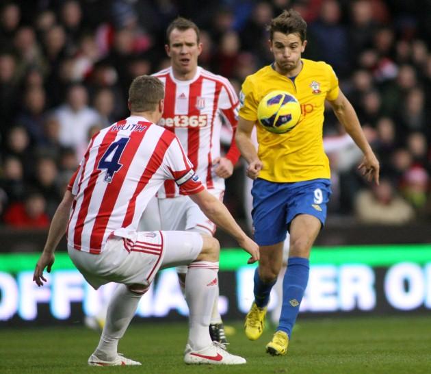 Image from the Barclay's Premier League match between Stoke and Southampton at Britannia Stadium. The unauthorised downloading, editing, copying, or distribution of this image is strictly prohibited.