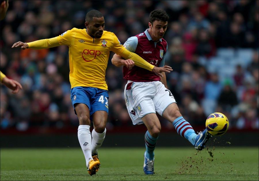 Images from the Premier League match between Aston Villa and Saints. The unauthorised downloading, copying, editing, or distribution of this image is strictly prohibited.