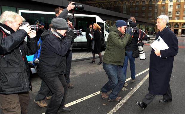 Eastleigh MP Chris Huhne leaving court today