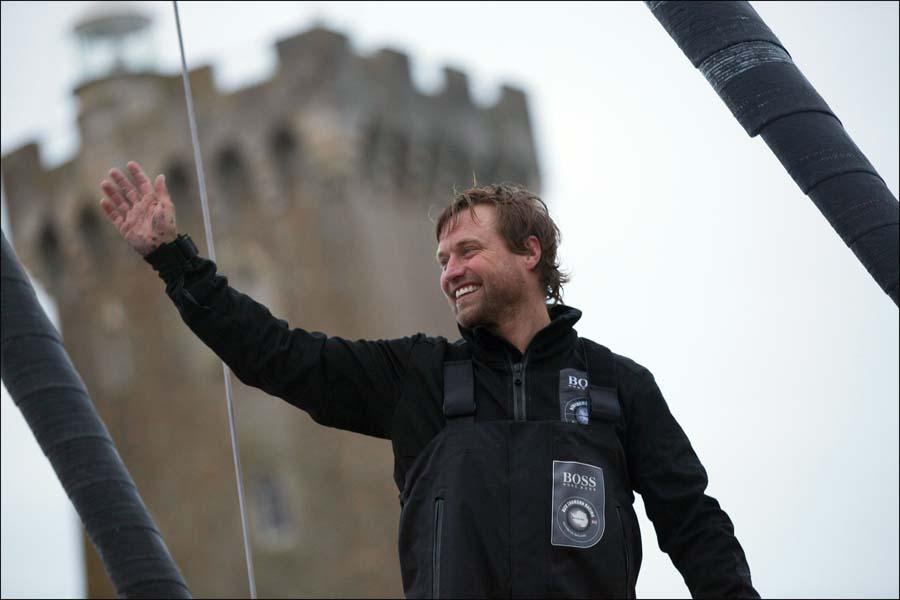 Pictures of Alex Thomson's record breaking finish to the Vendee Globe round the world yacht race. Images by Mark Lloyd and the Press Association.
