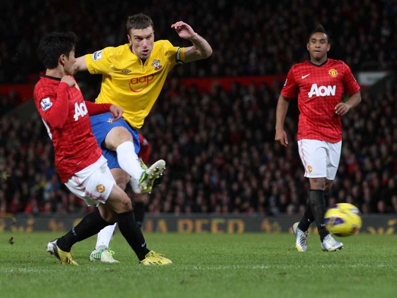 Images from the Premier League match between Manchester United and Saints. The unauthorised downloading, copying, editing, or distribution of this image is strictly prohibited.