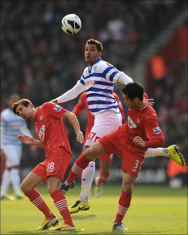 Pictures from the Barclays Premier League clash between Saints and Queens Park Rangers at St Mary's Stadium. The unauthorised downloading, editing, copying, or distribution of this image is strictly prohibited.