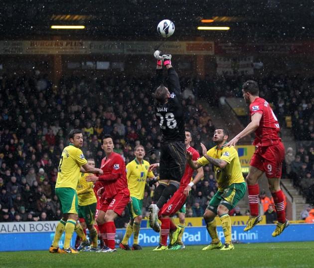 Picture from the Barclay's Premiere League clash between Norwich City and Saints at Carrow Road. 