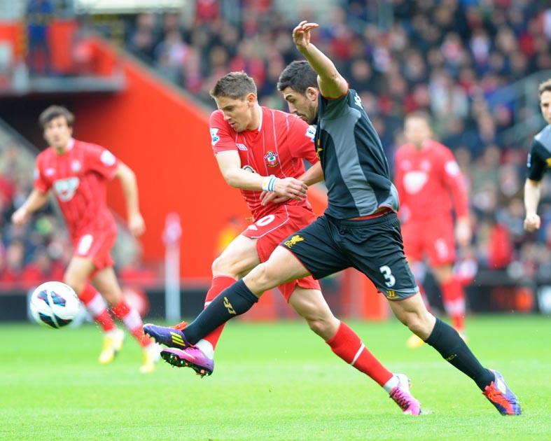 Pictures from the Barclay Premier League match between Saints and Liverpool at St Mary's Stadium. The unauthorised downloading, editing, copying, or distribution of this image is strictly prohibited.