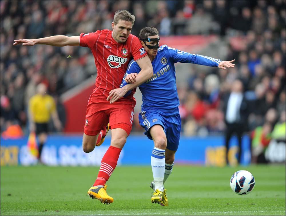 Pictures from the Barclays Premier League clash between Saints and Chelsea at St Mary's Stadium. The unauthorised downloading, editing, copying, or distribution of this image is strictly prohibited.