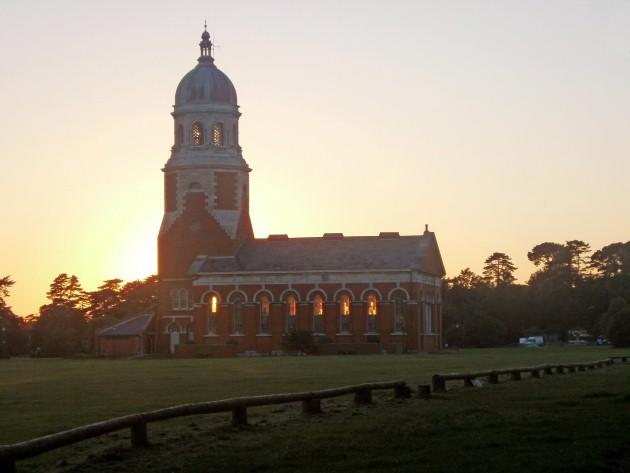 the sun sets behind the chapel at the Royal Victoria Country Park, by Daily Echo reader Lynda Crotty. Caught on Camera September 28, 2012.