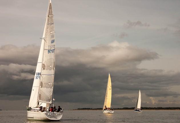 Yachts competing in the O2 Think big Regatta about to  round the East Knoll marker in the Solent, by Daily Echo reader Stewart Lacy. Caught on Camera October 1, 2012.