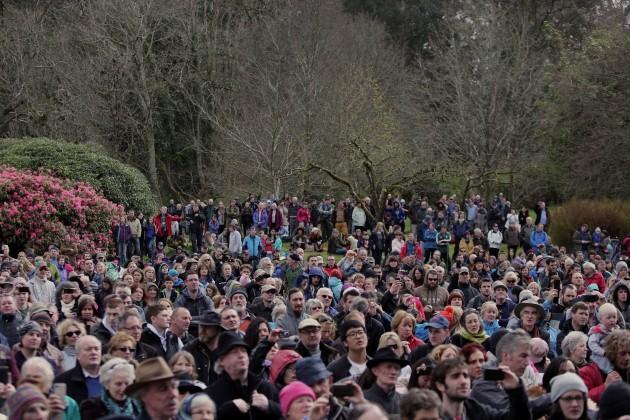 Thousands of activists go for a protest walk in Avondale forest park in Co Wicklow to highlight the campaign to stop the government's plan to sell off the harvesting rights to Ireland's public forests under the EU/IMF 'Troika' programme and to maintain th