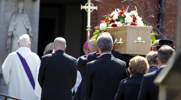 The coffin is brought in Our Lady Of Compassion Church, Formby, Merseyside for the funeral of Hillsborough Campaigner Anne Williams.
Picture date: Monday April 29, 2013. Williams, whose 15-year-old son Kevin died at Hillsborough, was one of the loudest v