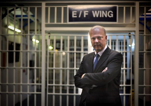 Justice Secretary Chris Grayling during a visit to Pentonville Prison with Prisons Minister Jeremy Wright (not pictured) ahead of announcing the outcome of a review into prison perks.
Picture date: Monday April 29, 2013.