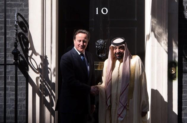 Prime Minister David Cameron welcomes the President of the United Arab Emirates, Sheikh Khalifa bin Zayed Al Nahyan to Downing Street, London.
Picture date: Wednesday May 1, 2013.