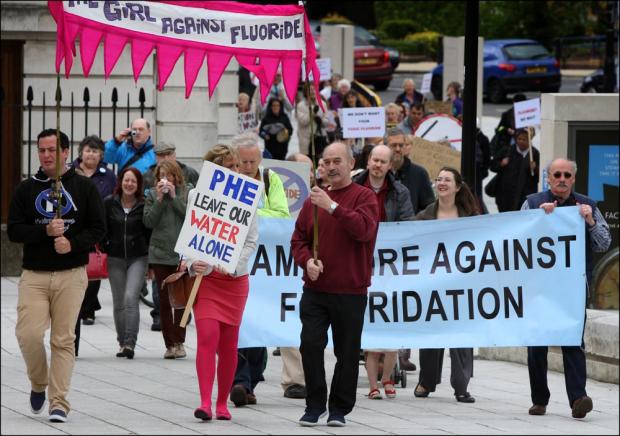 Protestors against fluoridation in Southampton today.
