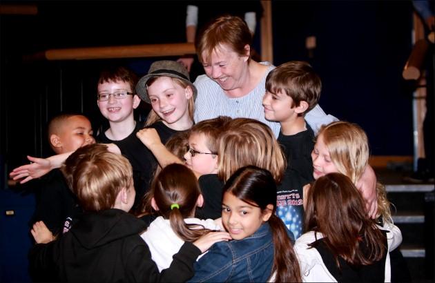 Pauline Quirke visiting a workshop at the Pauline Quirke Academy of Performing Arts, Barton Peveril Sixth Form. May 25, 2013. The unauthorised downloading, editing, copying. or distribution of this image is strictly prohibited.