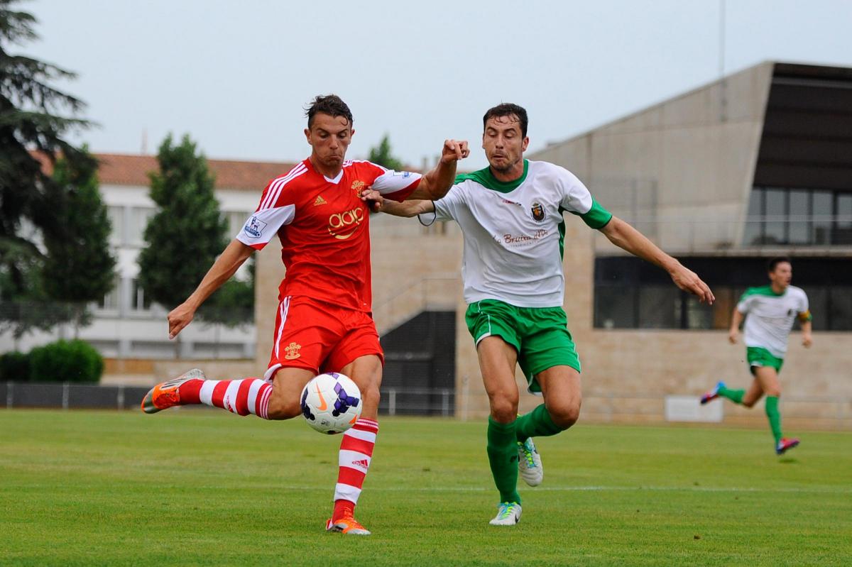 Jay Rodriguez Lovren in action for Saints against Llagostera