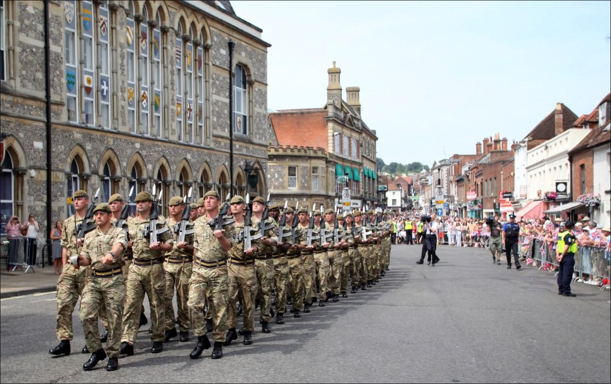 The Year in Pictures - 2013 - The Princess of Wales' Royal Regiment marched through Winchester. July 22, 2013.