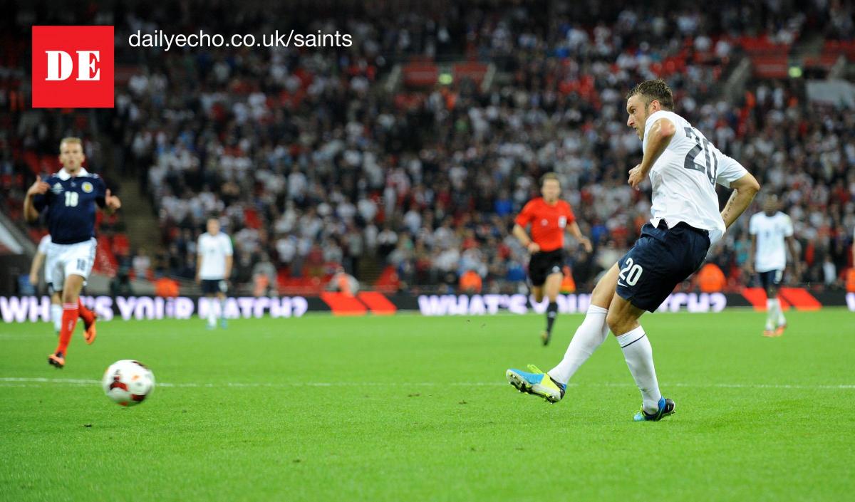 Rickie Lambert in action for England against Scotland