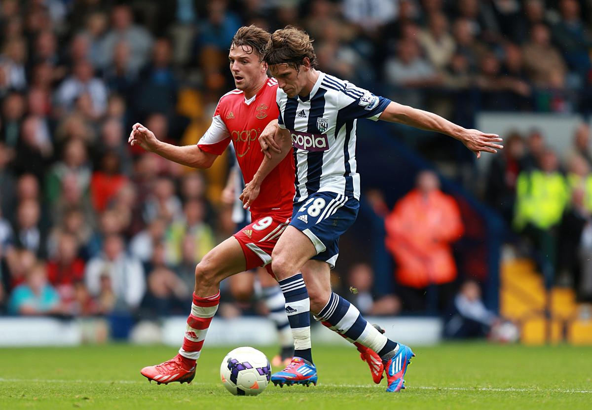 Picture from the premier league match between West Brom and Saints. The unauthorised downloading, editing, copying, or distribution of this image is strictly prohibited.