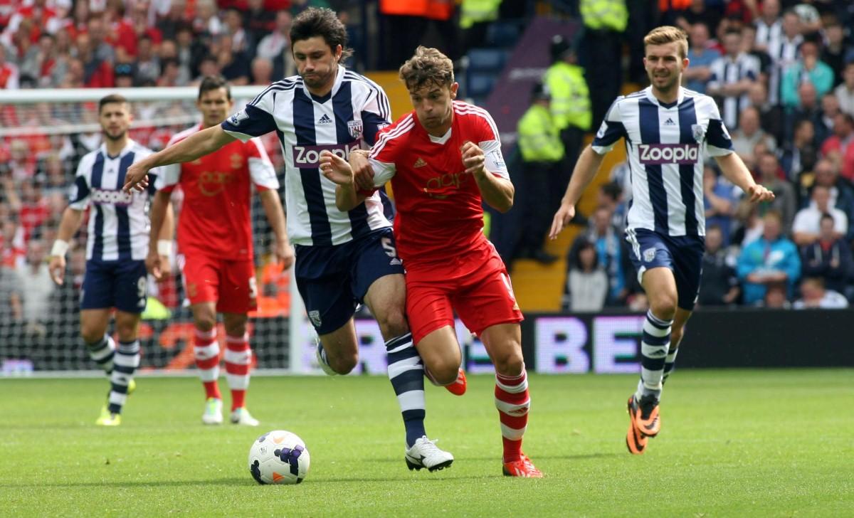 Picture from the premier league match between West Brom and Saints. The unauthorised downloading, editing, copying, or distribution of this image is strictly prohibited.