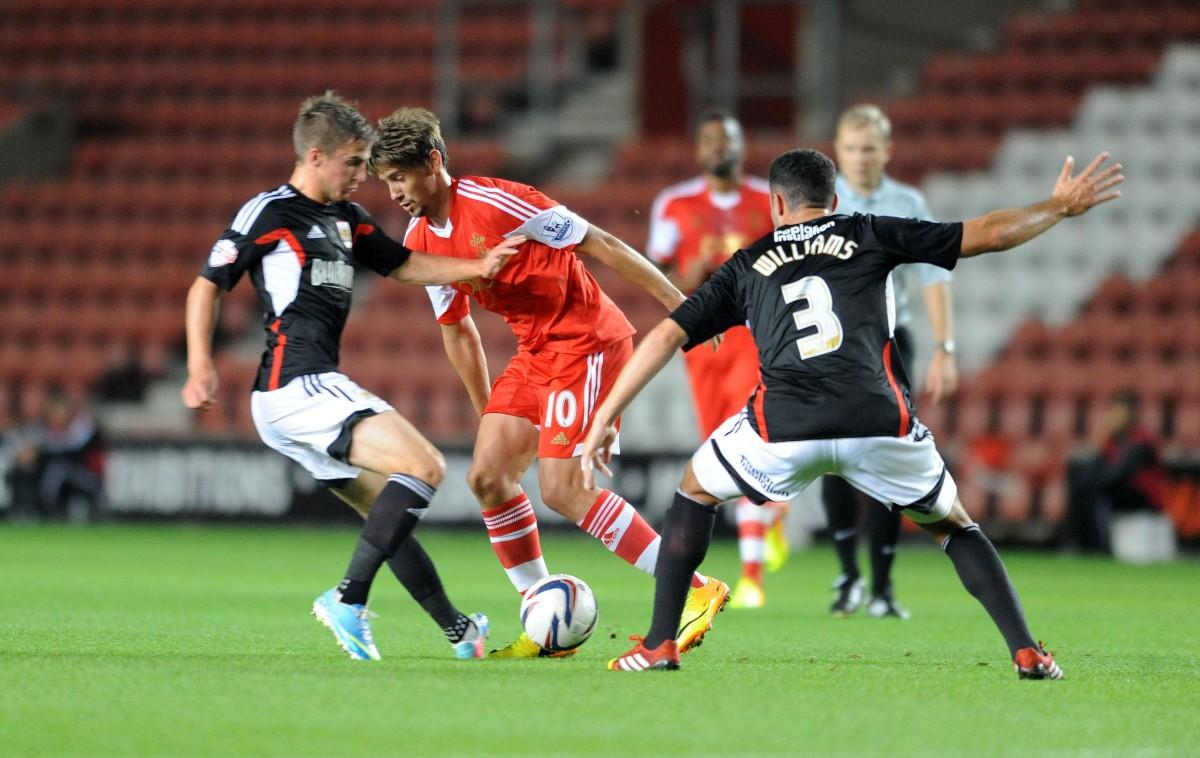 Picture from the Capital One Cup third-round clash between Saints and Bristol City at St Mary's Stadium. The unauthorised downloading, editing, copying or distribution of this image is strictly prohibited.