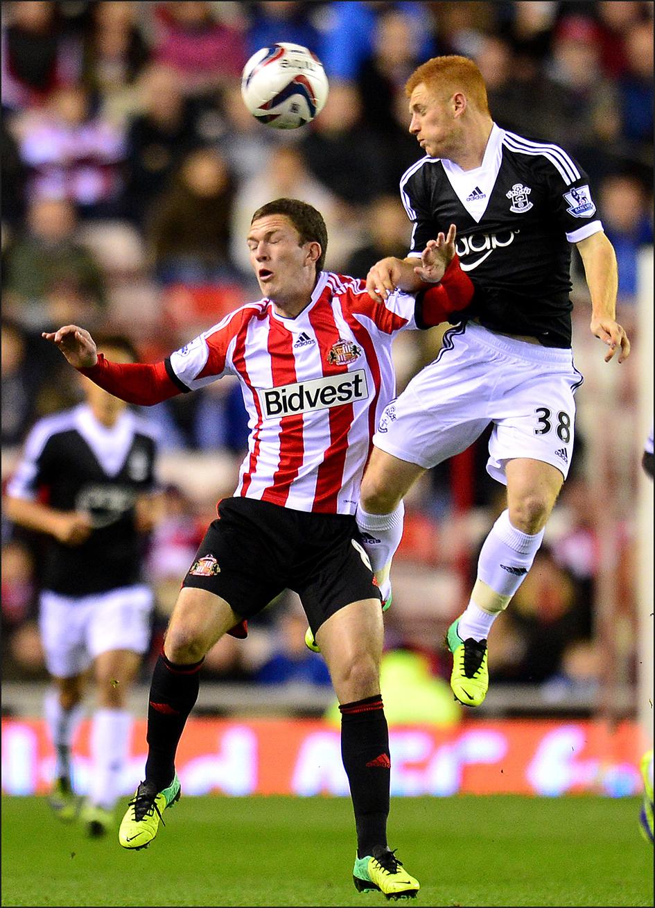 Picture from the Capital One Cup clash between Sunderland and Saints at the Stadium of Light. The unauthorised downloading, editing, copying, or distribution of this image is strictly prohibited.
