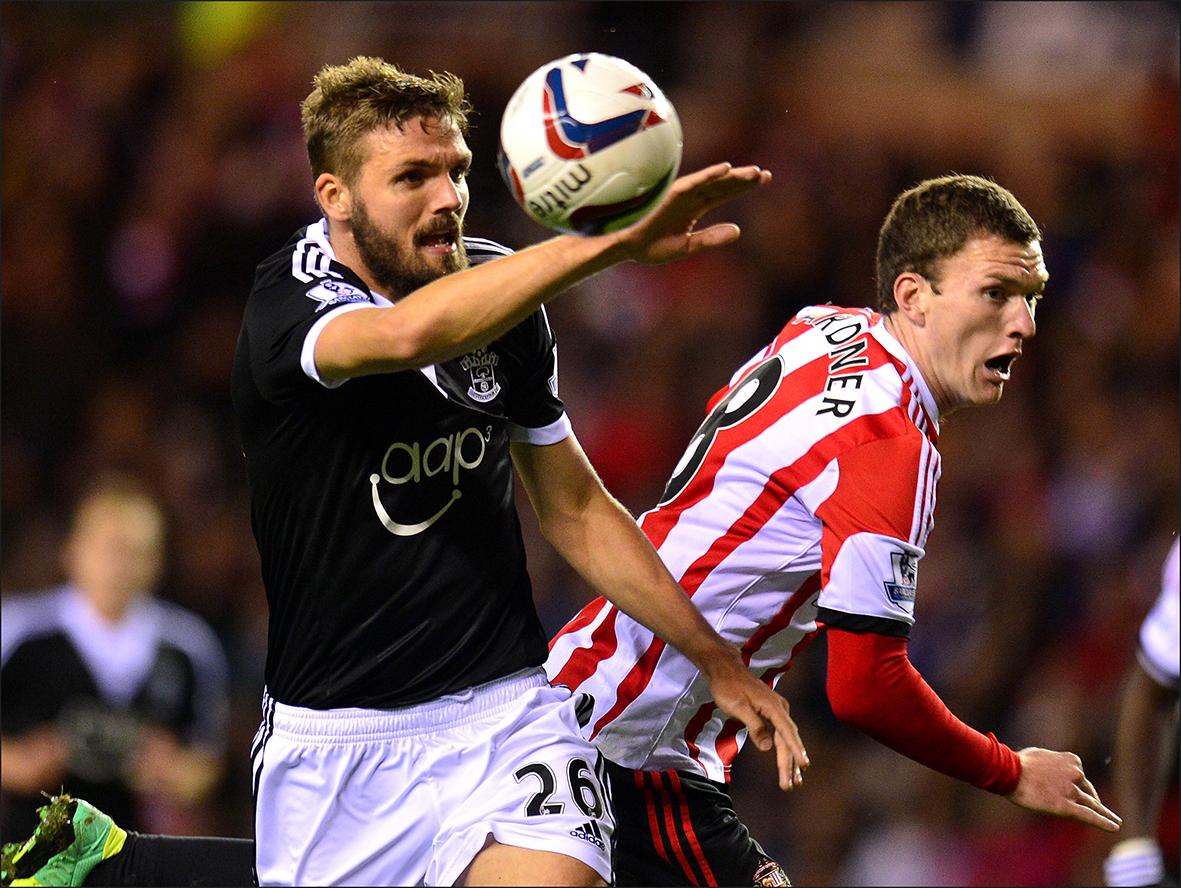 Picture from the Capital One Cup clash between Sunderland and Saints at the Stadium of Light. The unauthorised downloading, editing, copying, or distribution of this image is strictly prohibited.