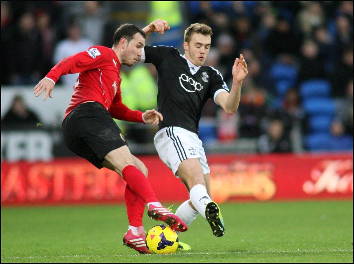 Pictures from the Barclays Premier League match between Cardiff City v Saints. The unauthorised downloading, editing, copying, or distribution of this image is strictly prohibited.