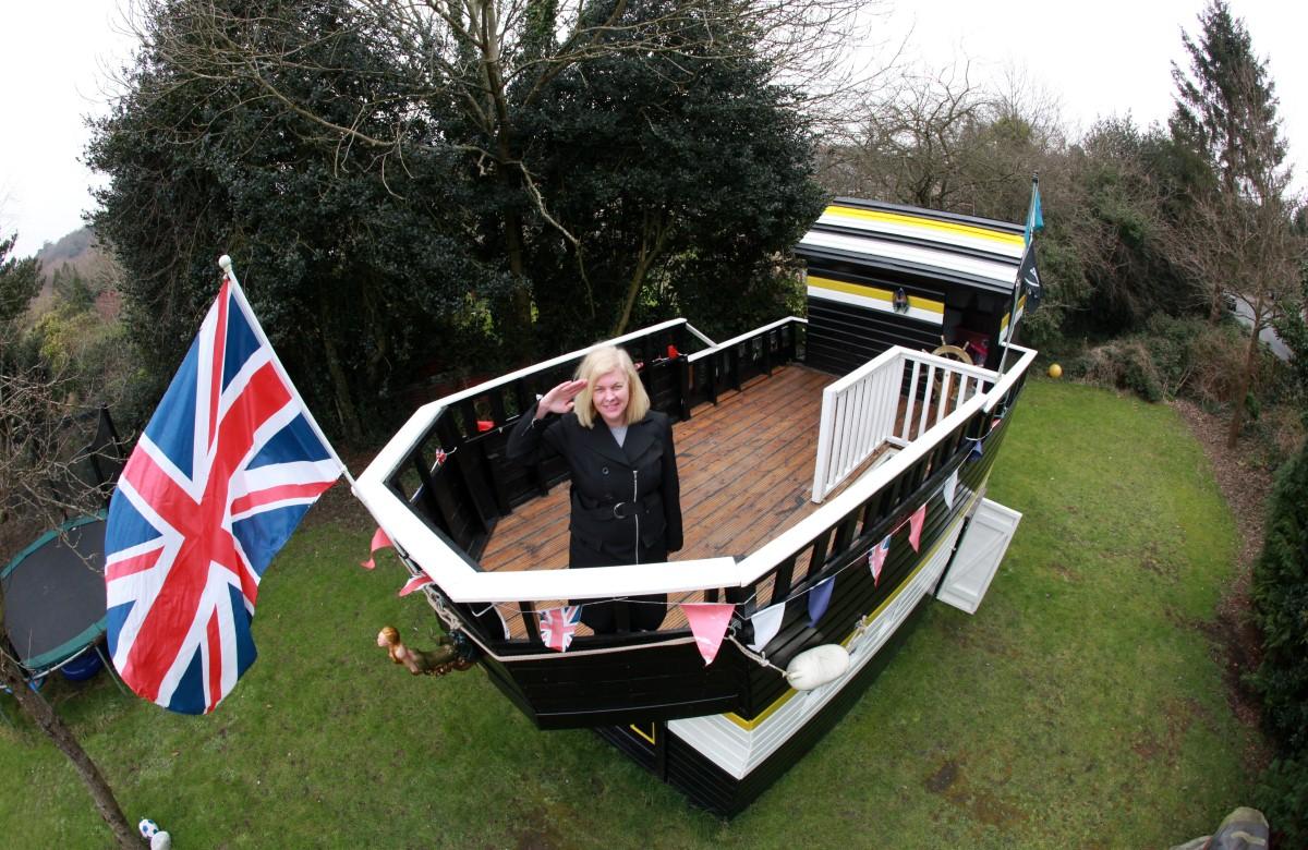 The Year in Pictures - 2013 - Clare Capman from Bursledon and her pirate ship shed which was entered into  the shed of the year competition. February 25, 2013.