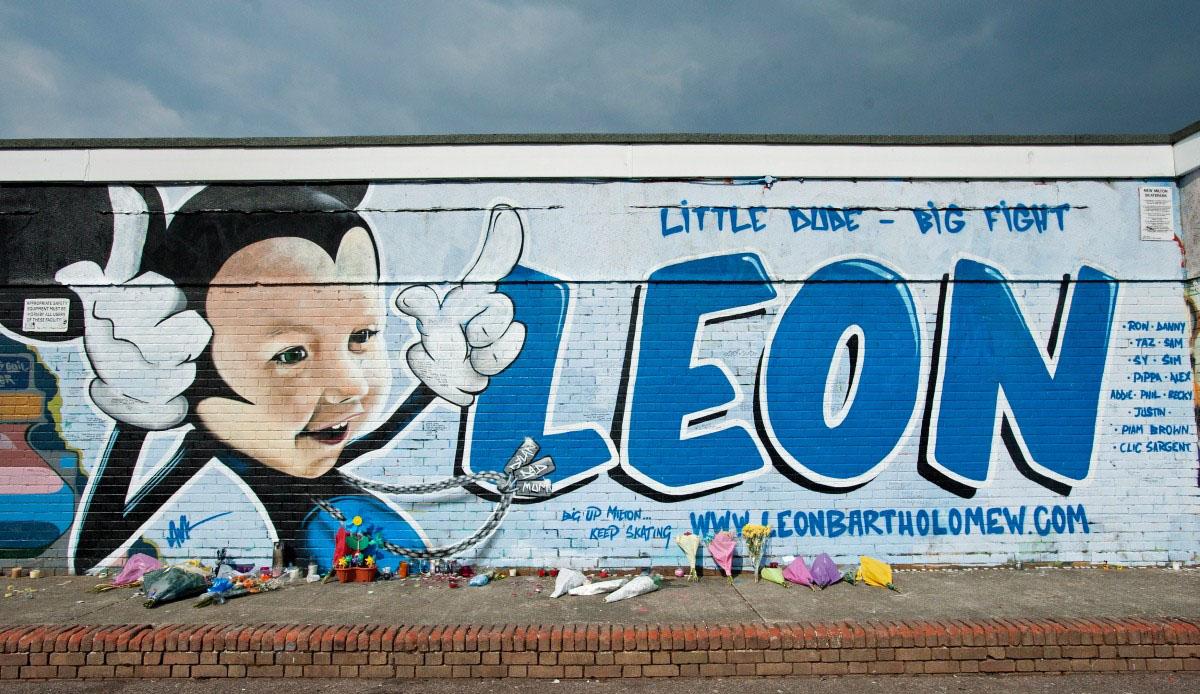 The Year in Pictures - 2013 - Scott Vincent created a 30ft memorial wall in New Milton in honour of Leon Bartholomew, a two-year-old who tragically died of a rare form of cancer. April 2, 2013.